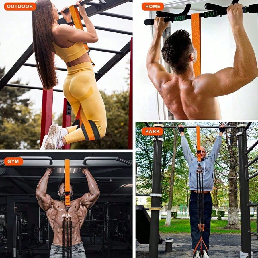 5 Pcs Heavy-Duty Latex Pull-Up Assist Band Set, Adjustable Resistance Bands With Knee And Foot Support, 225lbs Weight Capacity For Strength Training - For Fitness Enthusiasts & Athletes - Ideal For Home & Gym Workouts - view 2 of 7