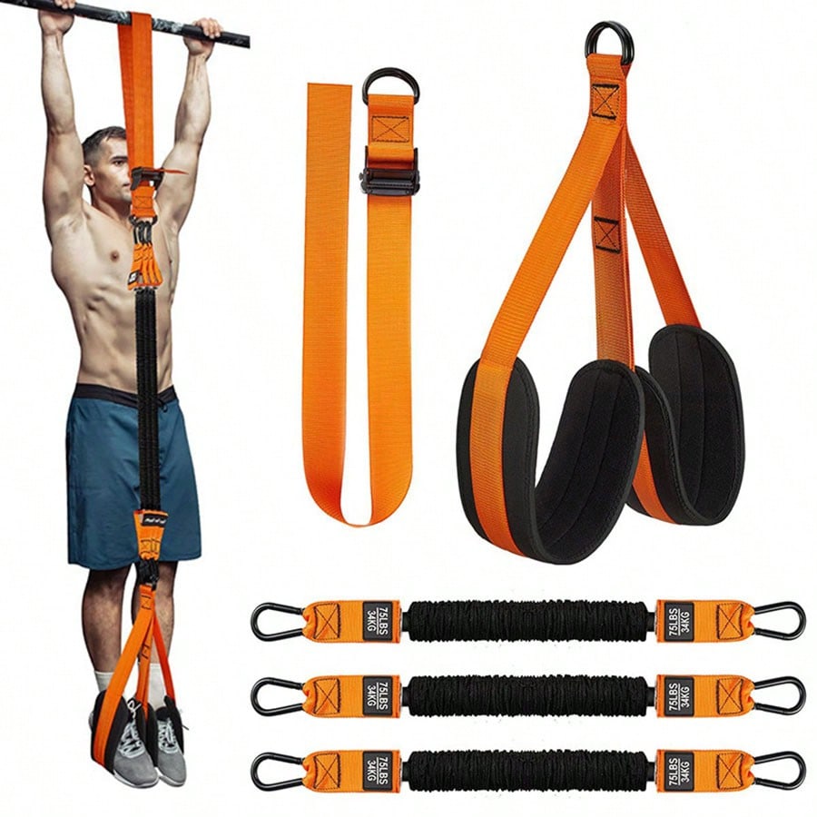 5 Pcs Heavy-Duty Latex Pull-Up Assist Band Set, Adjustable Resistance Bands With Knee And Foot Support, 225lbs Weight Capacity For Strength Training - For Fitness Enthusiasts & Athletes - Ideal For Home & Gym Workouts - view 1 of 7