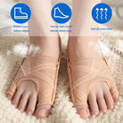 Side profile of bunion corrector highlighting toe separator alignment angle
