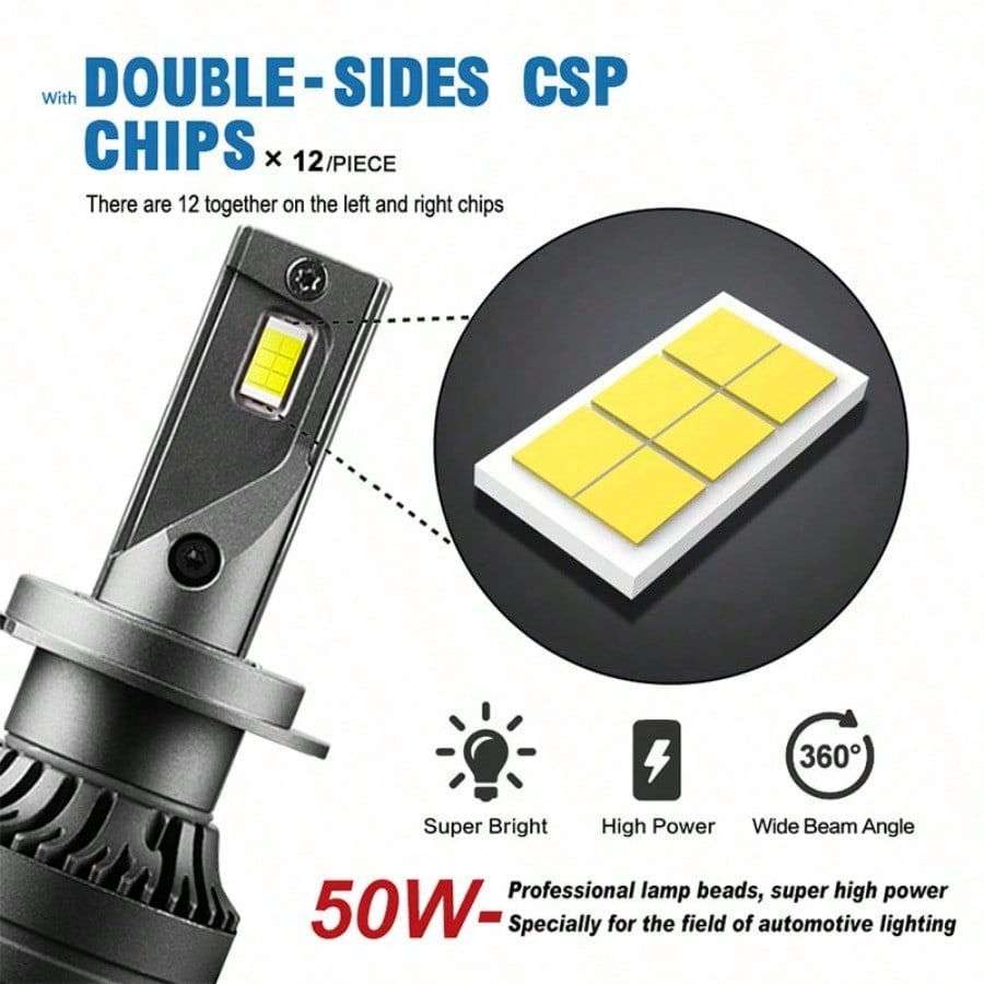 High-Brightness LED Headlights Car Headlights Replacement Lights Car Lights Refit Strong Light Assembly 100W+ Super Bright Lights Refit (LED Headlight) - view 5 of 7