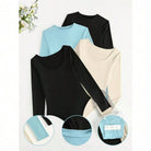 Casual Long Sleeve Slim Bodysuit, Women's Clothing 4 PACKS Blue+White+black, XL - view 9 of 9
