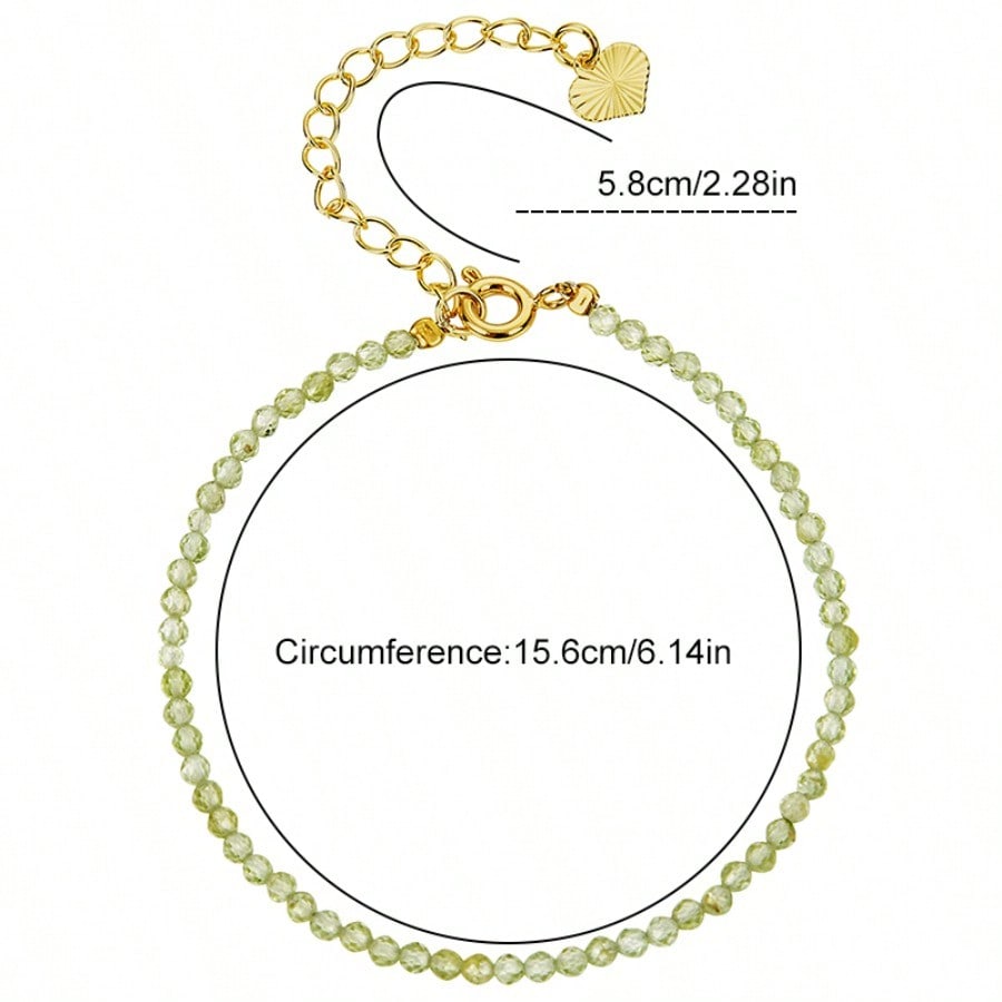 Elegant Dainty Green Natural Stone Beaded Anklet For Women, Minimalist Gold Plated Adjustable Foot Chain Summer Beach Jewelry The Perfect Gift for Mom and Your Girlfriend — A Mother's Day Gift - view 4 of 7