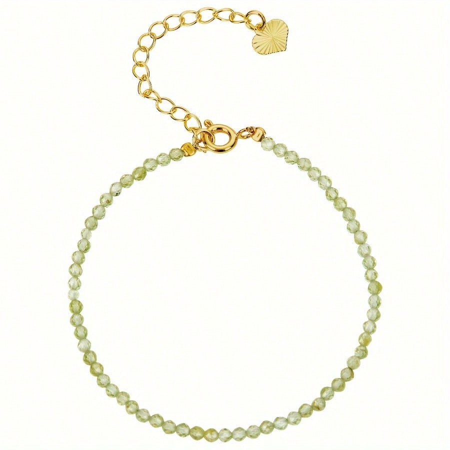 Elegant Dainty Green Natural Stone Beaded Anklet For Women, Minimalist Gold Plated Adjustable Foot Chain Summer Beach Jewelry The Perfect Gift for Mom and Your Girlfriend — A Mother's Day Gift - view 5 of 7