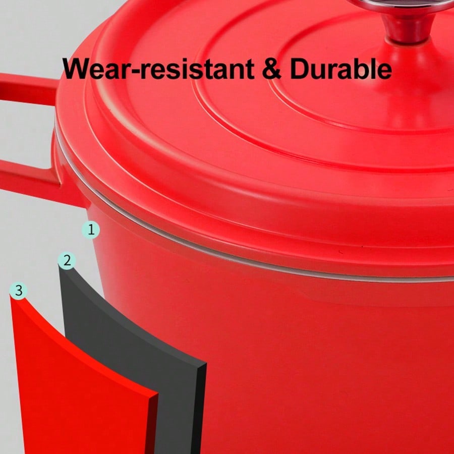 Ceramic Enamel Non-Stick Soup Pot: Perfect For Home Cooking, Milk Boiling, Dual-Handled Stew Pot, Ideal Gift For Soups, Compatible With Induction Cooktops And Gas Stoves - view 4 of 7