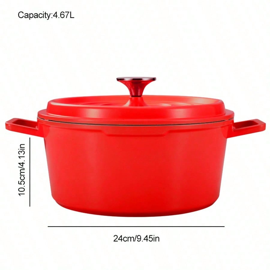 Ceramic Enamel Non-Stick Soup Pot: Perfect For Home Cooking, Milk Boiling, Dual-Handled Stew Pot, Ideal Gift For Soups, Compatible With Induction Cooktops And Gas Stoves - view 5 of 7