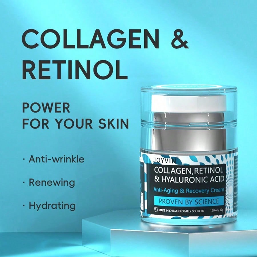 JOYVIN Collagen Retinol Hyaluronic Acid Anti-Aging Face Cream, 24H Moisturizing Wrinkle Reduction Cream for Mature Skin, Day & Night Anti-Wrinkle Moisturizer with Avocado Jojoba Oil, Fades Fine Lines Brightens Skin Tone 1.05oz/30g - view 7 of 9