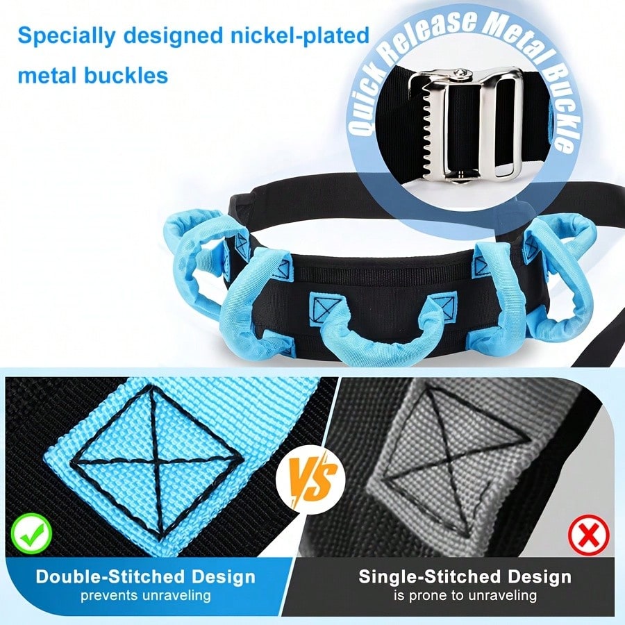 Gait Belt Transfer Belts with Handles for Lifting Seniors, Safety Gate Belt with Metal Buckle Nursing Safety Patient Assist for Elderly, Disabled, Physical Therapy, Caregivers（Blue） - view 1 of 6