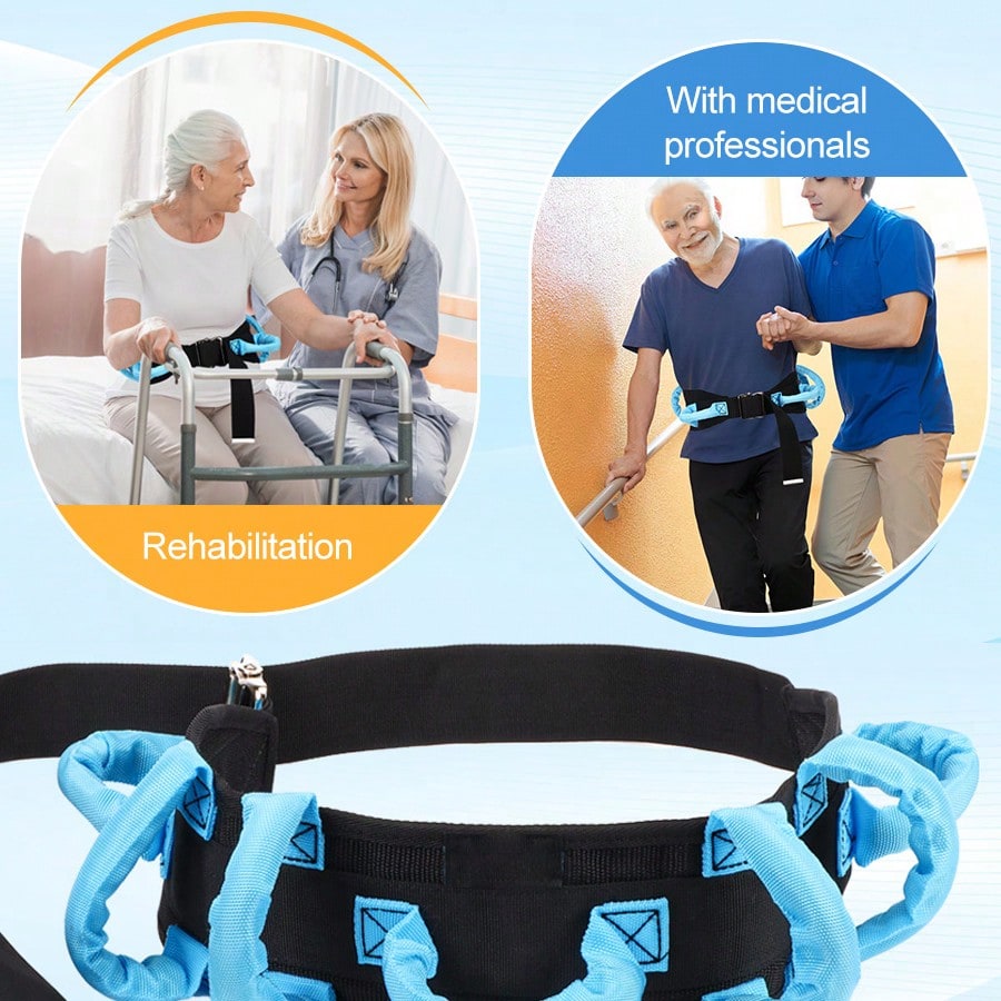 Gait Belt Transfer Belts with Handles for Lifting Seniors, Safety Gate Belt with Metal Buckle Nursing Safety Patient Assist for Elderly, Disabled, Physical Therapy, Caregivers（Blue） - view 4 of 6