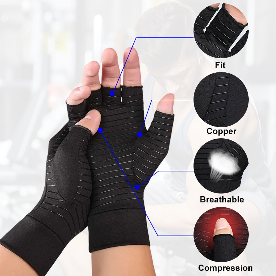 Velany Copper Compression Fingerless Gloves for Arthritis, Carpal Tunnel & Workout – Breathable Support for Typing, Cycling & Daily Use - view 5 of 7
