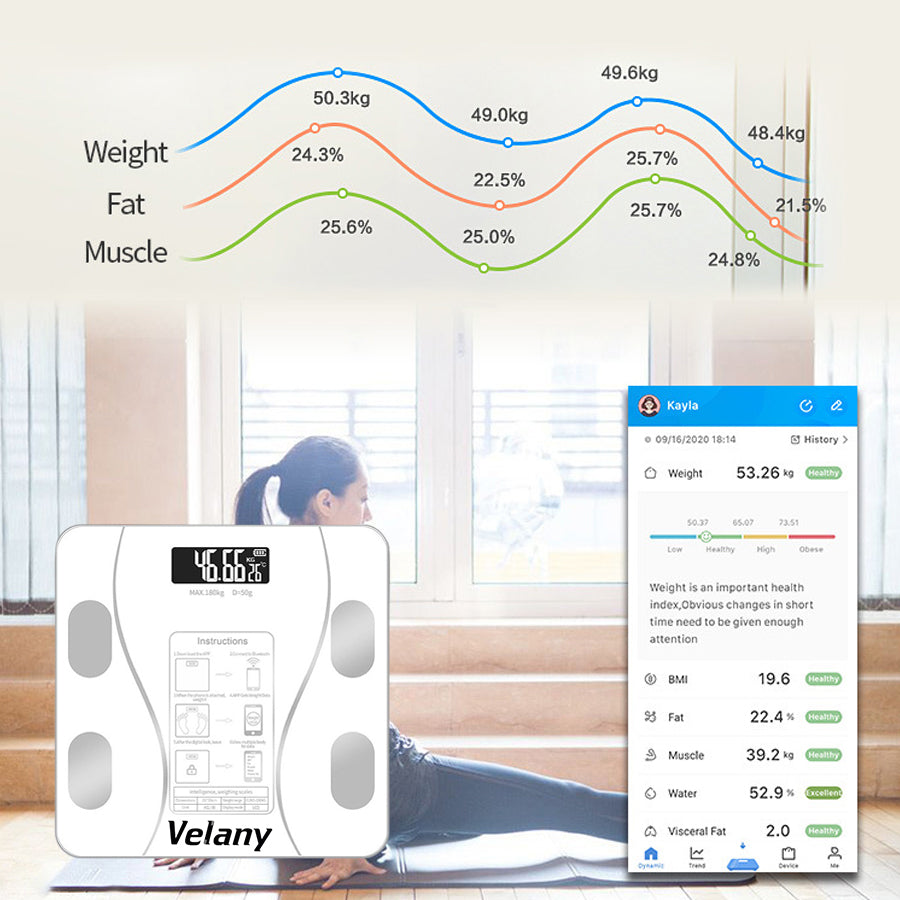 Velany Smart Body Fat Scale with USB Charging - Digital Bathroom Scale for BMI, Muscle & Weight Tracking - view 1 of 5