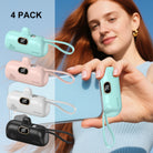 Portable Power Bank (5000mAh) — Supports PD Fast Charging, Compact Direct-Plug Design, with LED Display; Compatible with iOS and Android Phones, Includes Type-C Plug and Charging Cable (4-Pack) - view 2 of 5
