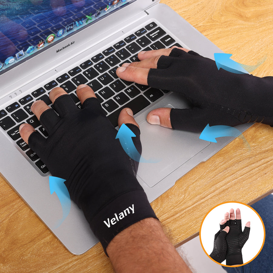 Velany Copper Compression Fingerless Gloves for Arthritis, Carpal Tunnel & Workout – Breathable Support for Typing, Cycling & Daily Use - view 6 of 7