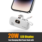 Portable Power Bank (5000mAh) — Supports PD Fast Charging, Compact Direct-Plug Design, with LED Display; Compatible with iOS and Android Phones, Includes Type-C Plug and Charging Cable (1-Pack) — white - view 2 of 8