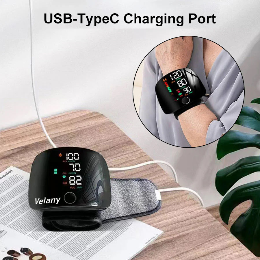 VELANY 1PC Rechargeable LED Wrist Blood Pressure Monitor With Voice Guide, Portable Health Care Device With Storage Box - view 2 of 5