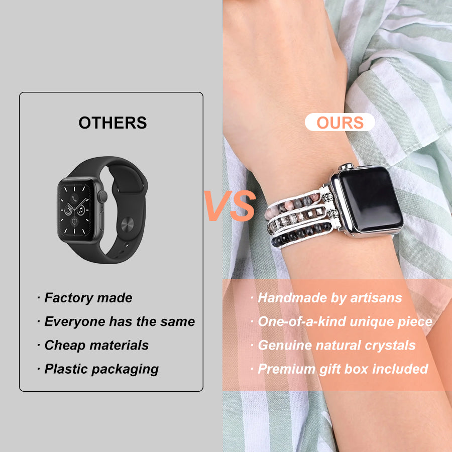 Tiger Eye Beaded Band, 3-Layer Elastic Stretchy Smart Watch Strap with Gold Decor, Compatible with iWatch Series 1-9/SE/Ultra 1-2, Fashion Boho Wristband for Women Men - view 1 of 15
