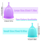 Velany Reusable Menstrual Cups - 2 Pack Soft Medical Silicone Period Cups with S/M Sizes, Wear Up to 12 Hours for Swimming, Yoga & Overnight Use - view 2 of 7
