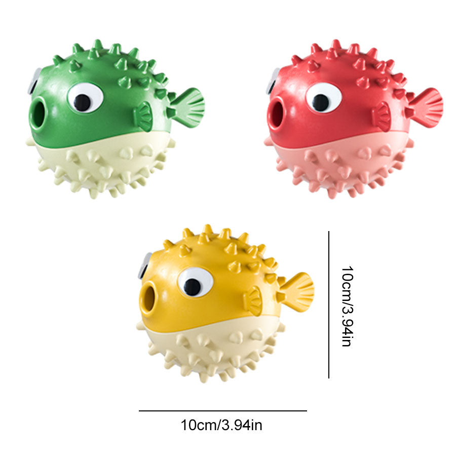 3 Pack Pufferfish Dog Chew Toys, Food Dispensing Puppy Teething Toys with Built-in Bell, Bite Resistant Interactive Dog Toys for Small Medium Dogs, Teeth Cleaning Dog Puzzle Toys for Boredom & Separation Anxiety Relief - view 5 of 6