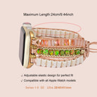 Tiger Eye Beaded Band, 3-Layer Elastic Stretchy Smart Watch Strap with Gold Decor, Compatible with iWatch Series 1-9/SE/Ultra 1-2, Fashion Boho Wristband for Women Men - view 9 of 12