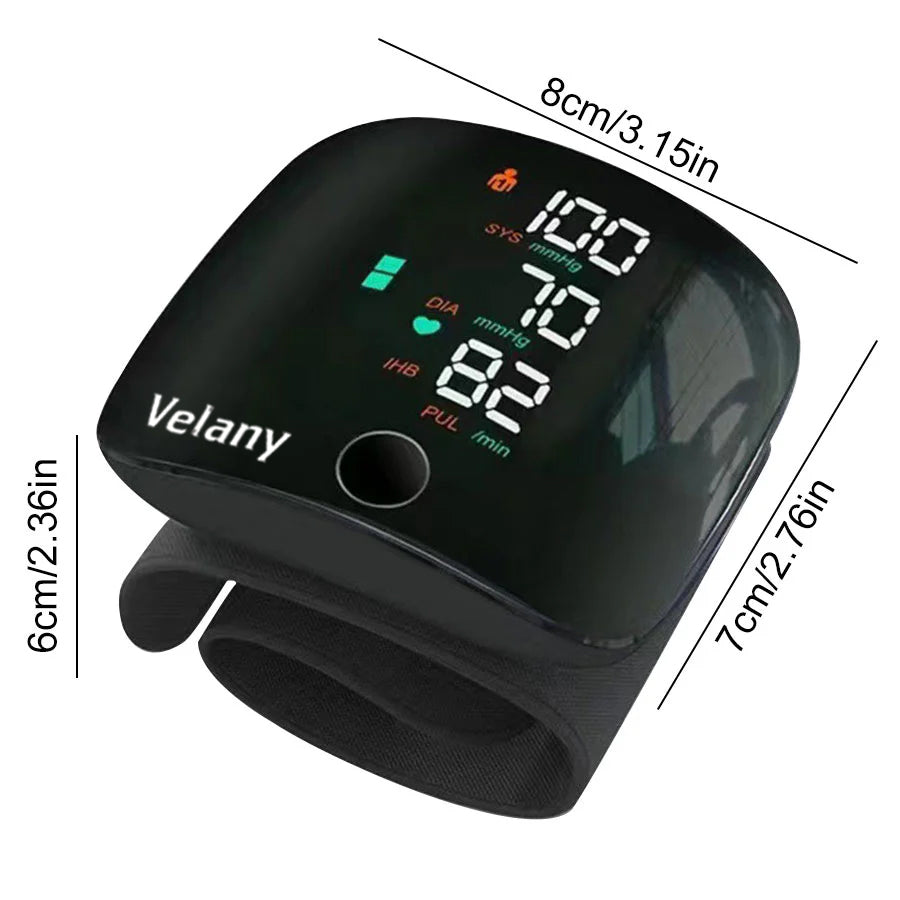 VELANY 1PC Rechargeable LED Wrist Blood Pressure Monitor With Voice Guide, Portable Health Care Device With Storage Box - view 3 of 5
