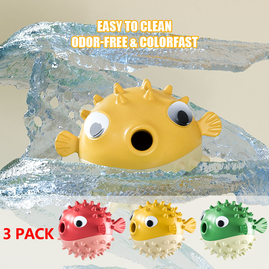 3 Pack Pufferfish Dog Chew Toys, Food Dispensing Puppy Teething Toys with Built-in Bell, Bite Resistant Interactive Dog Toys for Small Medium Dogs, Teeth Cleaning Dog Puzzle Toys for Boredom & Separation Anxiety Relief - view 4 of 6