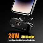 Portable Power Bank (5000mAh) — Supports PD Fast Charging, Compact Direct-Plug Design, with LED Display; Compatible with iOS and Android Phones, Includes Type-C Plug and Charging Cable (1-Pack) — Black - view 4 of 8