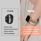 Tiger Eye Beaded Band, 3-Layer Elastic Stretchy Smart Watch Strap with Gold Decor, Compatible with iWatch Series 1-9/SE/Ultra 1-2, Fashion Boho Wristband for Women Men - view 7 of 12