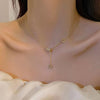 Womens Sterling Silver Dainty Diamond Lariat Necklace Triple Cluster Y-Shaped Necklace