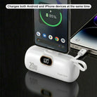 Portable Power Bank (5000mAh) — Supports PD Fast Charging, Compact Direct-Plug Design, with LED Display; Compatible with iOS and Android Phones, Includes Type-C Plug and Charging Cable (1-Pack) — white - view 7 of 8