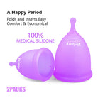 Velany Reusable Menstrual Cups - 2 Pack Soft Medical Silicone Period Cups with S/M Sizes, Wear Up to 12 Hours for Swimming, Yoga & Overnight Use - view 7 of 7