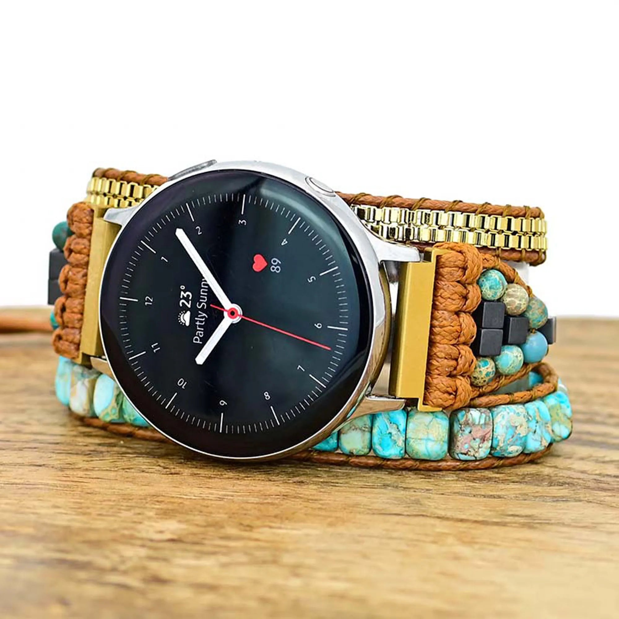 boho-turquoise-crystal-smartwatch-band - natural-stone-turquoise-bracelet-watch-band - adjustable-turquoise-watch-band-for-women - handmade-turquoise-apple-watch-band - elegant-turquoise-watch-strap - natural-turquoise-crystal-watch-band - close-up-turquoise-beaded-watch-band - turquoise-watch-band-on-wrist-in-sunlight - handmade-turquoise-smartwatch-strap - turquoise-energy-bracelet-watch-band