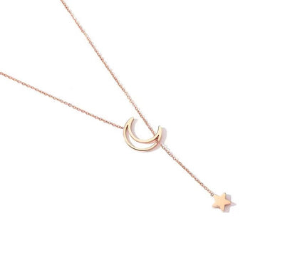 Moon and Star Necklace, Delicate Gold Necklace, Crescent Moon Necklace