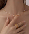 Cultured Pearl and Station Necklace in 18kt Gold