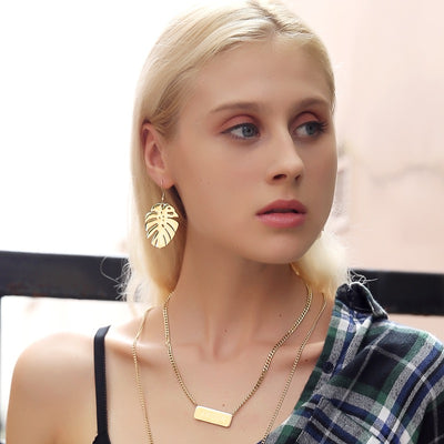Gold Dangle Earrings | Unique Leaf Earrings | Velany Store