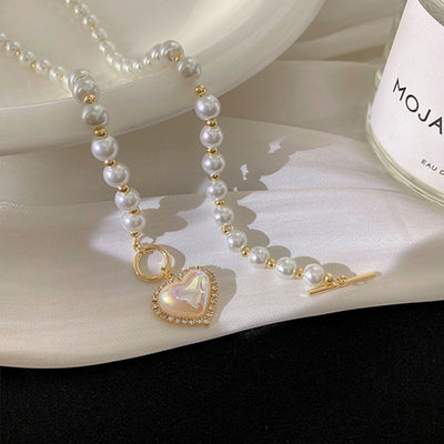 Pearl Heart Necklace | Women's Pearl Heart Necklace | Velany Store