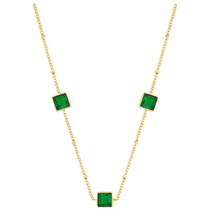 Green Emerald Necklace | Women's Emerald Necklace | Velany Store