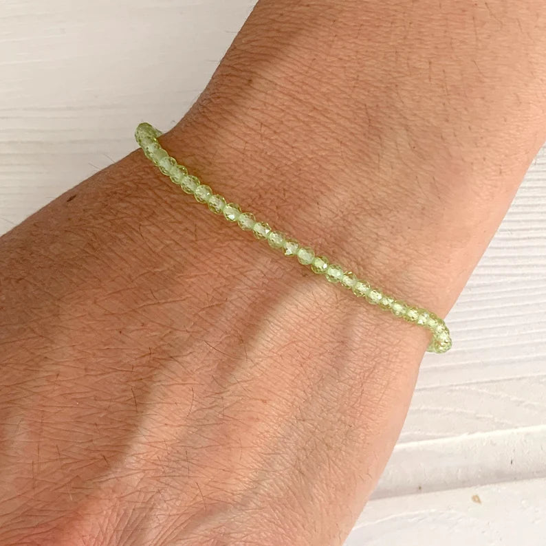 Women's Peridot Bracelet | Peridot Beaded Bracelet | Velany Store